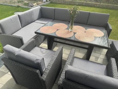 Duży technorattanowy narożnik 250x190cm z fotelami Cofete Plus – Anthracite