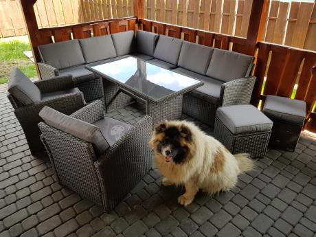 Duży technorattanowy narożnik 250x190cm z fotelami Cofete Plus – Anthracite