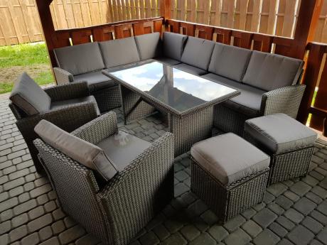 Duży technorattanowy narożnik 250x190cm z fotelami Cofete Plus – Anthracite