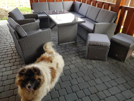 Duży technorattanowy narożnik 250x190cm z fotelami Cofete Plus – Anthracite