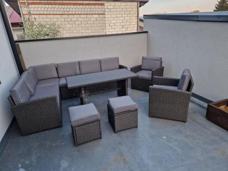 Duży technorattanowy narożnik 250x190cm z fotelami Cofete Plus – Anthracite
