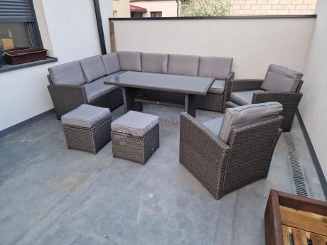 Duży technorattanowy narożnik 250x190cm z fotelami Cofete Plus – Anthracite