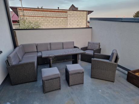 Duży technorattanowy narożnik 250x190cm z fotelami Cofete Plus – Anthracite