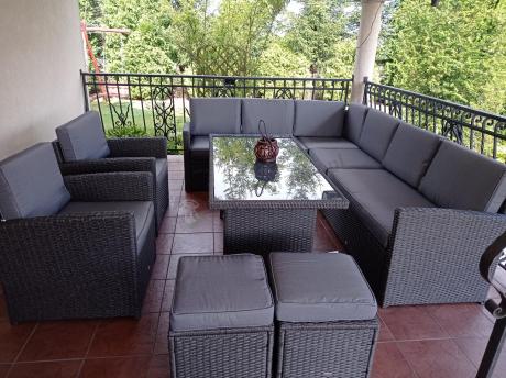 Duży technorattanowy narożnik 250x190cm z fotelami Cofete Plus – Anthracite