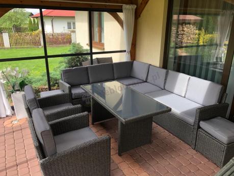 Duży technorattanowy narożnik 250x190cm z fotelami Cofete Plus – Anthracite
