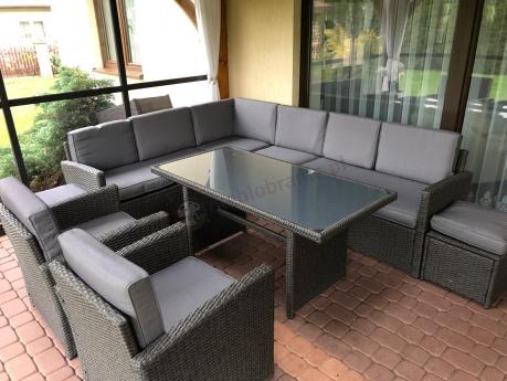 Duży technorattanowy narożnik 250x190cm z fotelami Cofete Plus – Anthracite
