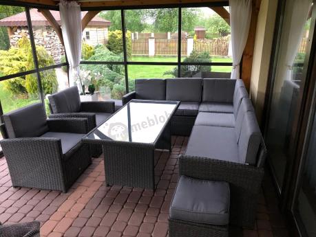 Duży technorattanowy narożnik 250x190cm z fotelami Cofete Plus – Anthracite