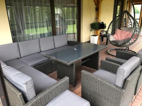 Duży technorattanowy narożnik 250x190cm z fotelami Cofete Plus – Anthracite