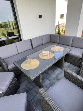 Duży technorattanowy narożnik 250x190cm z fotelami Cofete Plus – Anthracite