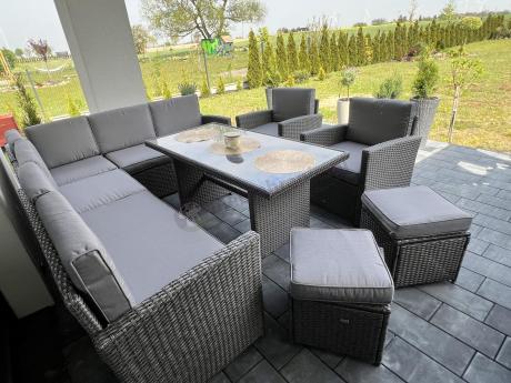 Duży technorattanowy narożnik 250x190cm z fotelami Cofete Plus – Anthracite