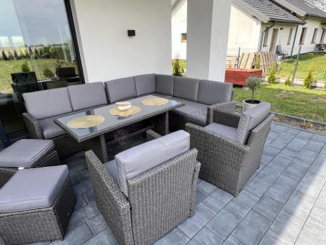 Duży technorattanowy narożnik 250x190cm z fotelami Cofete Plus – Anthracite