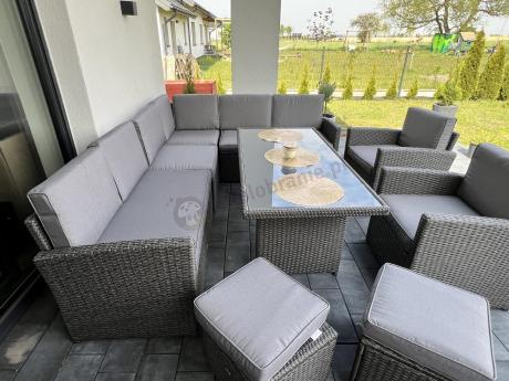 Duży technorattanowy narożnik 250x190cm z fotelami Cofete Plus – Anthracite