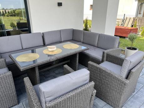 Duży technorattanowy narożnik 250x190cm z fotelami Cofete Plus – Anthracite