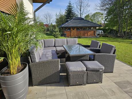 Duży technorattanowy narożnik 250x190cm z fotelami Cofete Plus – Anthracite