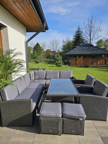 Duży technorattanowy narożnik 250x190cm z fotelami Cofete Plus – Anthracite