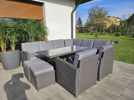 Duży technorattanowy narożnik 250x190cm z fotelami Cofete Plus – Anthracite