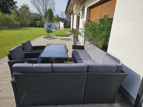 Duży technorattanowy narożnik 250x190cm z fotelami Cofete Plus – Anthracite