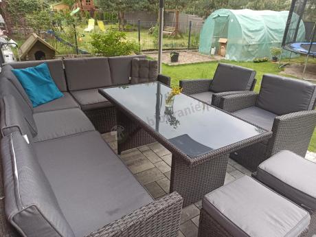 Duży technorattanowy narożnik 250x190cm z fotelami Cofete Plus – Anthracite