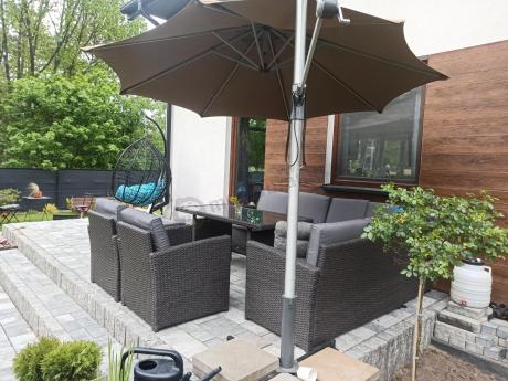 Duży technorattanowy narożnik 250x190cm z fotelami Cofete Plus – Anthracite