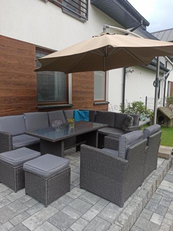 Duży technorattanowy narożnik 250x190cm z fotelami Cofete Plus – Anthracite