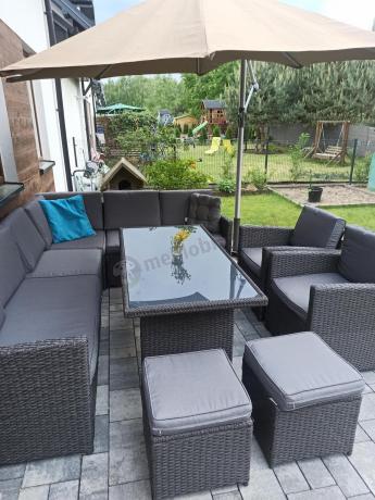 Duży technorattanowy narożnik 250x190cm z fotelami Cofete Plus – Anthracite