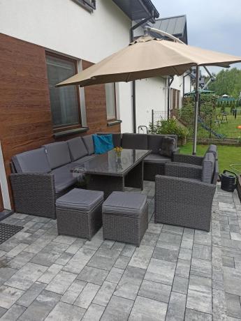 Duży technorattanowy narożnik 250x190cm z fotelami Cofete Plus – Anthracite