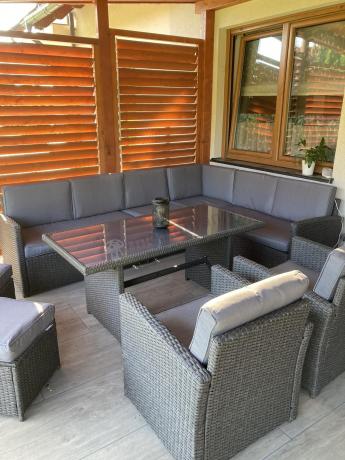 Duży technorattanowy narożnik 250x190cm z fotelami Cofete Plus – Anthracite