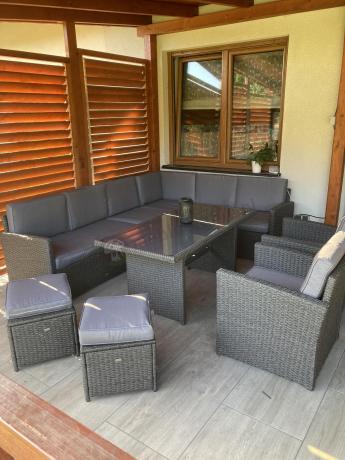 Duży technorattanowy narożnik 250x190cm z fotelami Cofete Plus – Anthracite