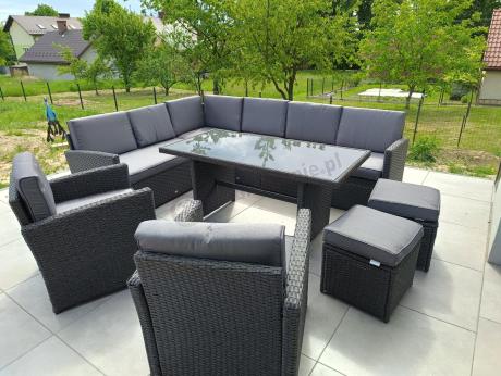 Duży technorattanowy narożnik 250x190cm z fotelami Cofete Plus – Anthracite