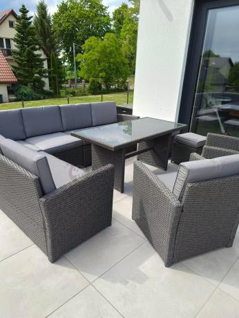 Duży technorattanowy narożnik 250x190cm z fotelami Cofete Plus – Anthracite