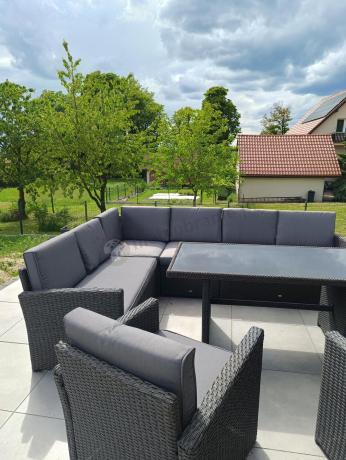Duży technorattanowy narożnik 250x190cm z fotelami Cofete Plus – Anthracite
