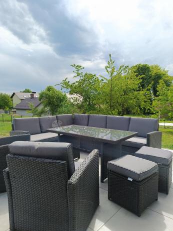 Duży technorattanowy narożnik 250x190cm z fotelami Cofete Plus – Anthracite