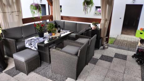 Duży technorattanowy narożnik 250x190cm z fotelami Cofete Plus – Anthracite