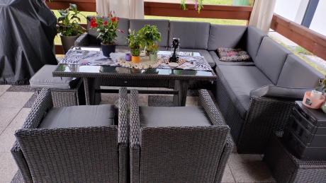 Duży technorattanowy narożnik 250x190cm z fotelami Cofete Plus – Anthracite