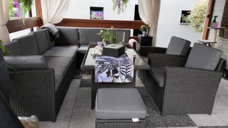 Duży technorattanowy narożnik 250x190cm z fotelami Cofete Plus – Anthracite