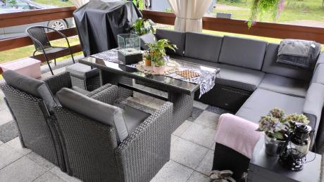 Duży technorattanowy narożnik 250x190cm z fotelami Cofete Plus – Anthracite