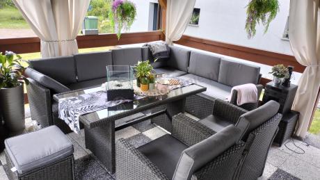 Duży technorattanowy narożnik 250x190cm z fotelami Cofete Plus – Anthracite