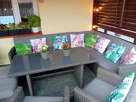 Duży technorattanowy narożnik 250x190cm z fotelami Cofete Plus – Anthracite