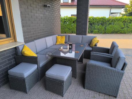 Duży technorattanowy narożnik 250x190cm z fotelami Cofete Plus – Anthracite