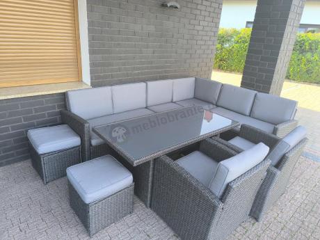 Duży technorattanowy narożnik 250x190cm z fotelami Cofete Plus – Anthracite