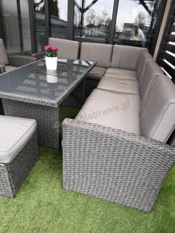 Duży technorattanowy narożnik 250x190cm z fotelami Cofete Plus – Anthracite