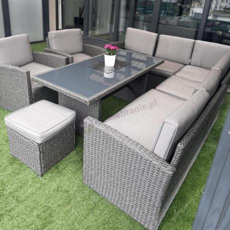 Duży technorattanowy narożnik 250x190cm z fotelami Cofete Plus – Anthracite