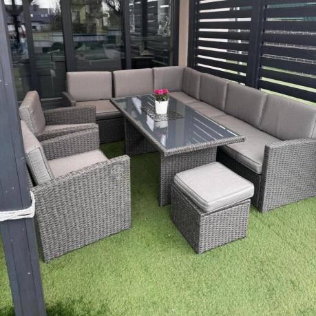 Duży technorattanowy narożnik 250x190cm z fotelami Cofete Plus – Anthracite
