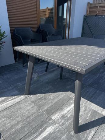 Duży zestaw mebli do ogrodu Kantara Modern z 12 fotelami i rozkładanym stołem 160-240 cm