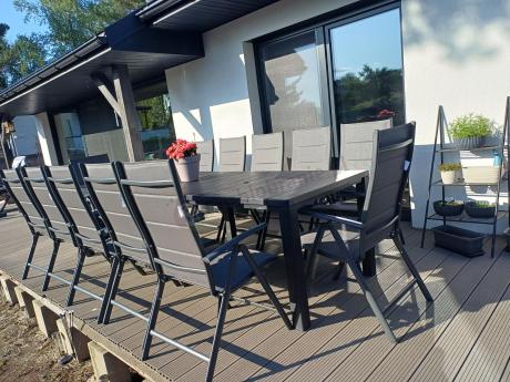 Duży zestaw mebli na taras dla 12 osób KJD12 ze składanymi krzesłami