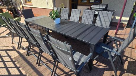 Duży zestaw mebli na taras dla 12 osób KJD12 ze składanymi krzesłami