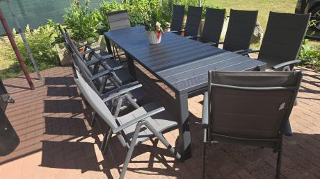 Duży zestaw mebli na taras dla 12 osób KJD12 ze składanymi krzesłami