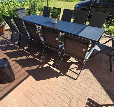Duży zestaw mebli na taras dla 12 osób KJD12 ze składanymi krzesłami