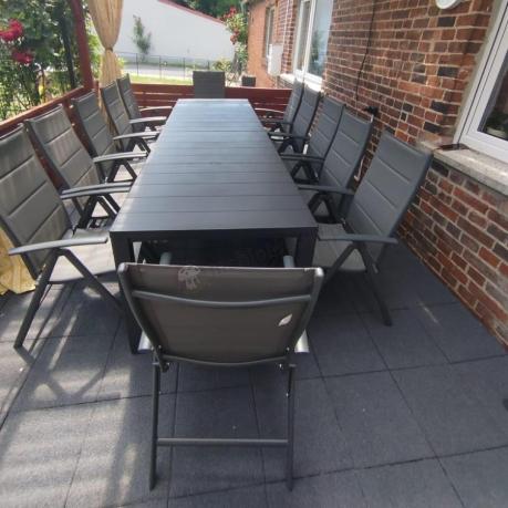 Duży zestaw mebli na taras dla 12 osób KJD12 ze składanymi krzesłami