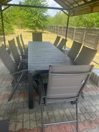 Duży zestaw mebli na taras dla 12 osób KJD12 ze składanymi krzesłami